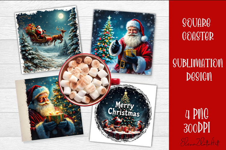 Christmas santa claus Sublimation Coaster Design