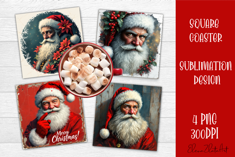 Christmas santa claus Sublimation Coaster Design