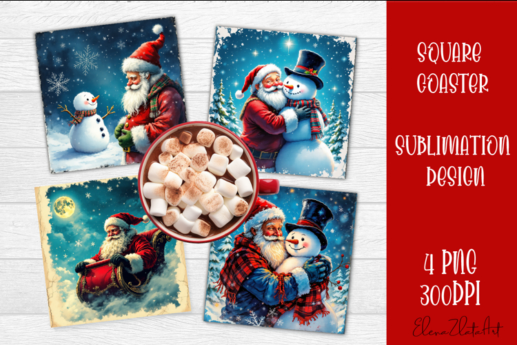 Christmas santa claus Sublimation Coaster Design