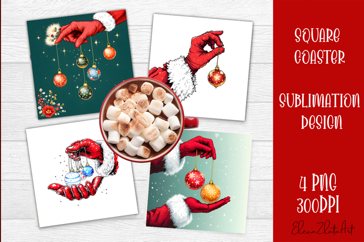 Christmas santa claus Sublimation Coaster Design