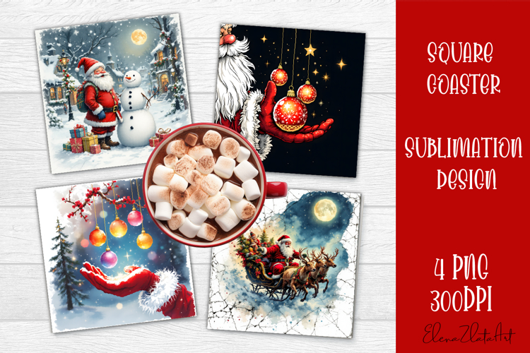 Christmas santa claus Sublimation Coaster Design
