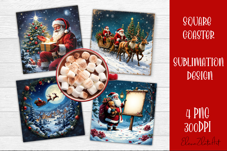 Christmas santa claus Sublimation Coaster Design
