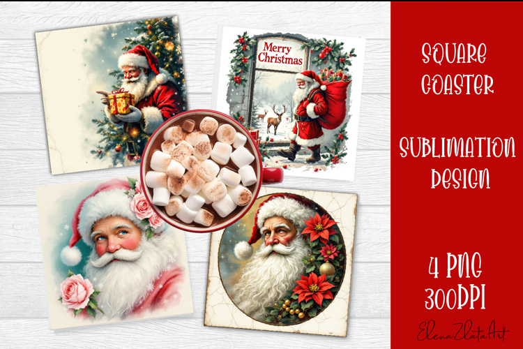 Christmas santa claus Sublimation Coaster Design