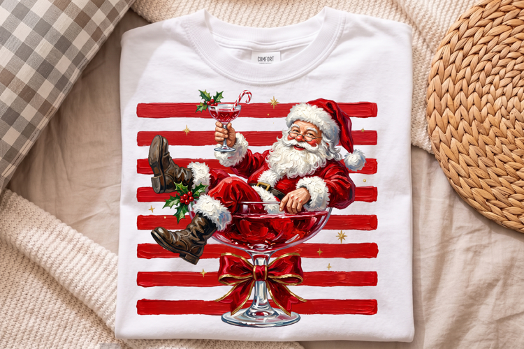 Santa Cocktail Png, Relaxing Christmas Santa Martini Design
