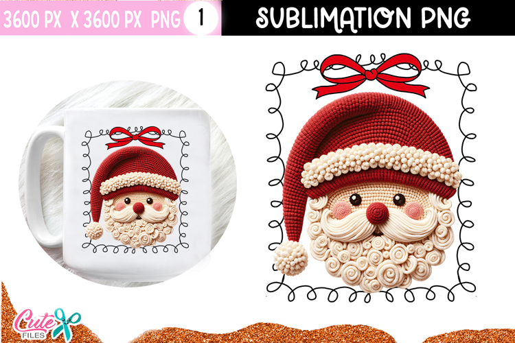Santa Crochet Christmas Sublimation Design