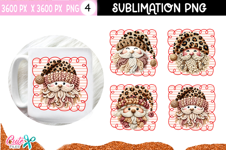 Santa Crochet | Leopard Christmas Sublimation Design