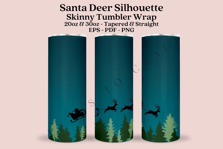 Santa Deer Christmas Skinny Tumbler Sublimation Wrap SVG