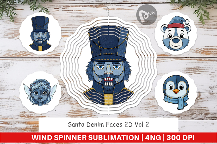 Santa Denim Faces Wind Spinner