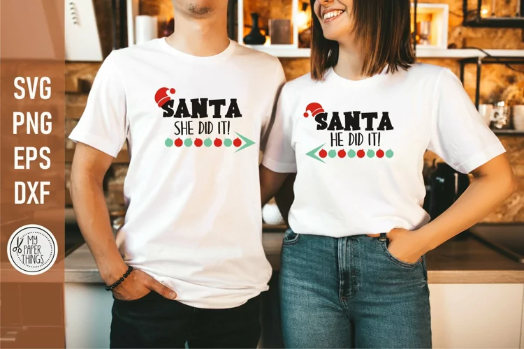 Christmas Couple shirts SVG | Santa svg | Matching svg