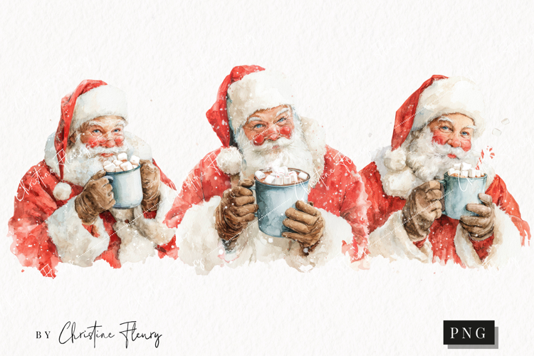 Santa Drinking Hot Cocoa Clipart | Christmas PNG