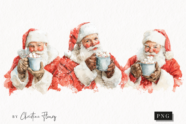 Santa Drinking Hot Cocoa Clipart | Christmas PNG