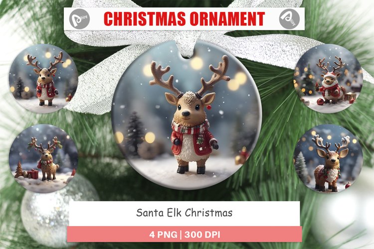 Christmas Ornaments Santa Elk