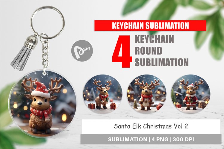 Keychain Santa Elk Christmas