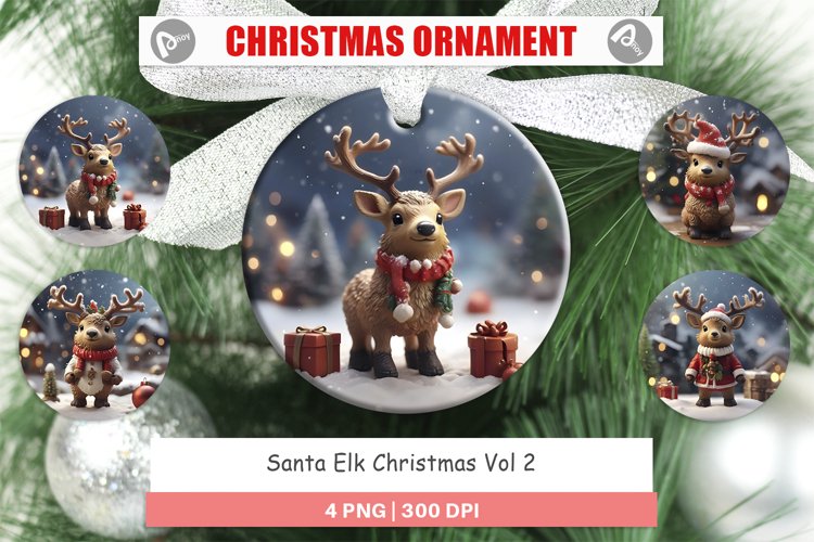 Christmas Ornaments Santa Elk