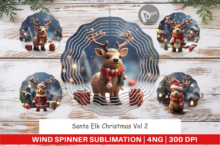 Wind Spinner Santa Elk Christmas