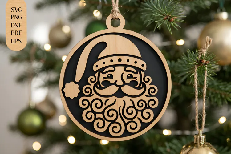 Santa Face Christmas Ornament Laser Cut