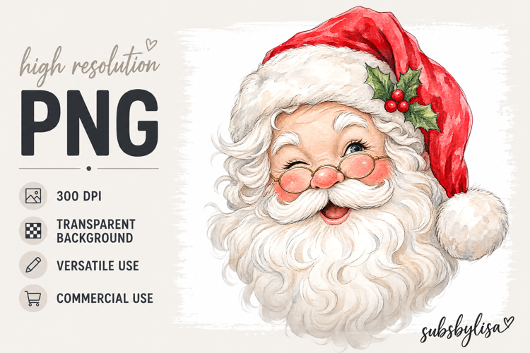 Santa Face with Glasses png | Christmas Clipart