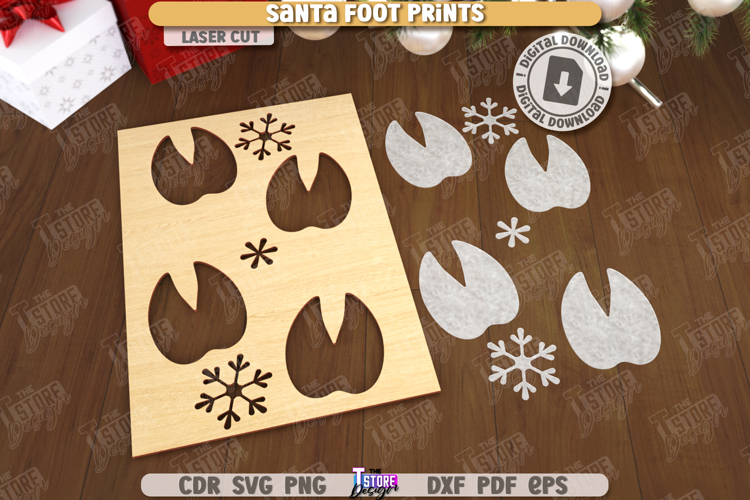 Reindeer Hoofprints Laser Cut| Christmas |Footprint Stencils example image 1