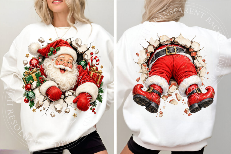 Santa Front & Back Christmas PNG