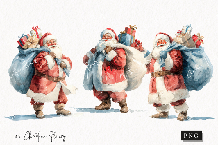 Watercolor Santa Claus Clipart | Christmas PNG