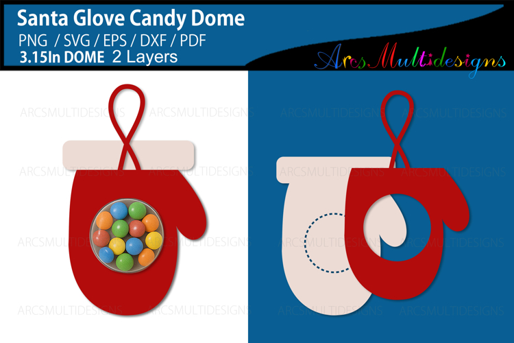 Christmas Santa Glove Candy Dome SVG