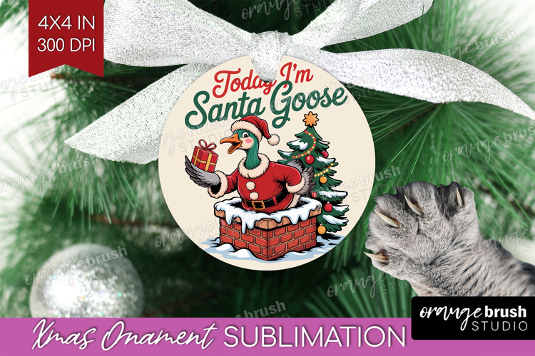 Santa Goose Xmas Ornament PNG Christmas PNG Sublimation