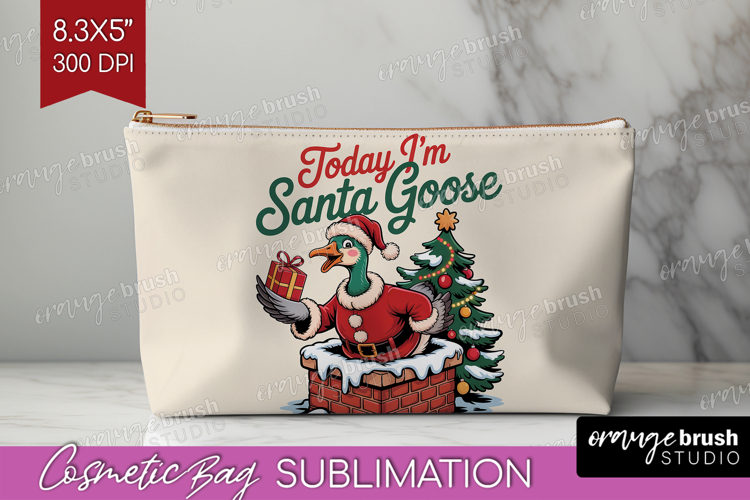 Santa Goose Xmas Cosmetic Bag Christmas Makeup Bag PNG
