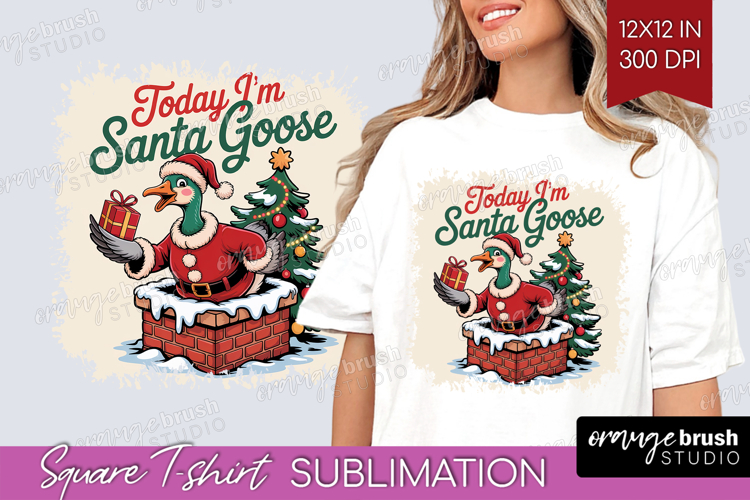 Santa Goose Xmas Square Tshirt Background Christmas PNG