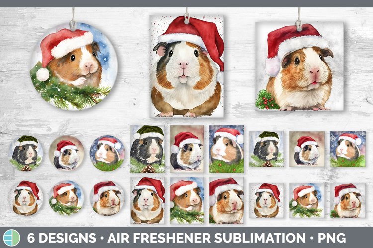 Santa Guinea Pig Christmas Air Freshener Sublimation Desig