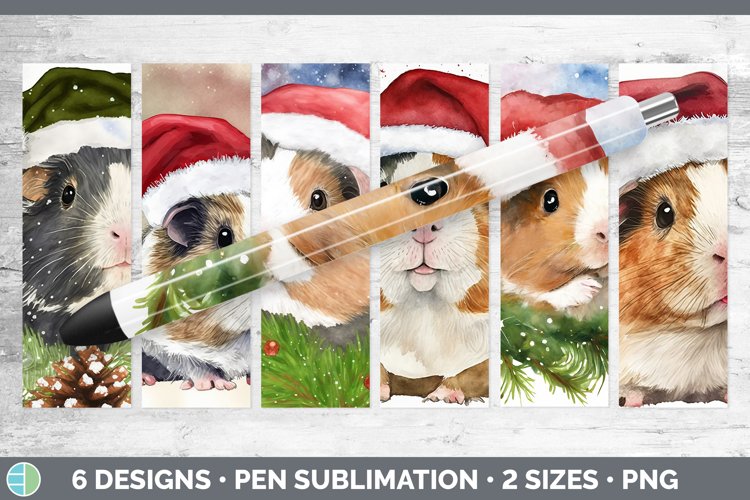 Santa Guinea Pig Christmas Pen Wraps Epoxy Sublimation Bun