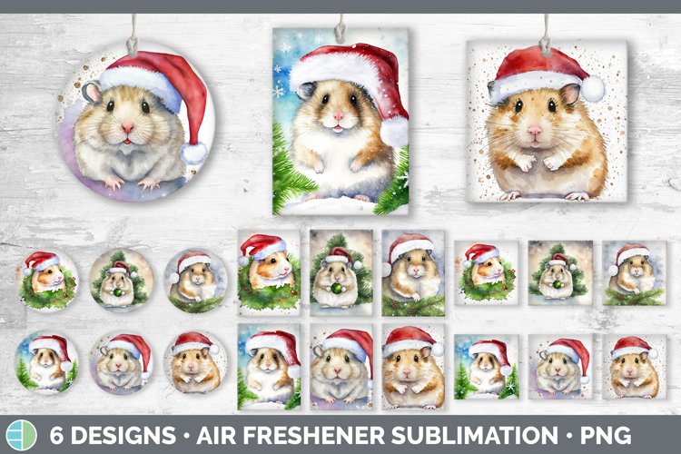 Santa Hamster Christmas Air Freshener Sublimation Designs