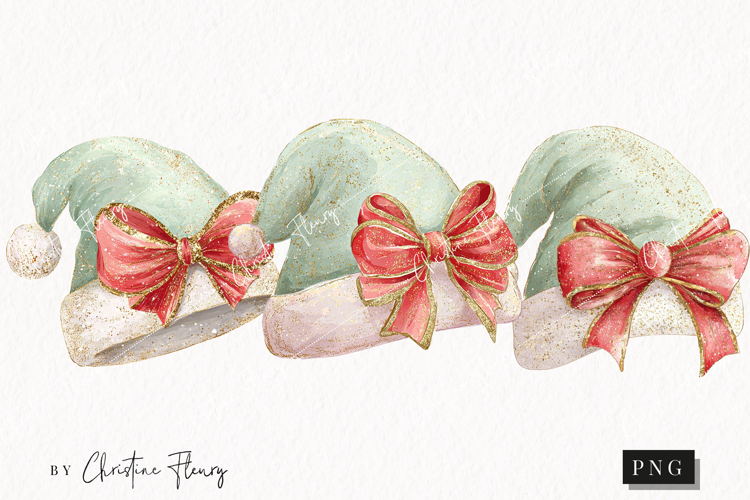 Brush Stroke Christmas Santa Hat Clipart | Preppy Christmas