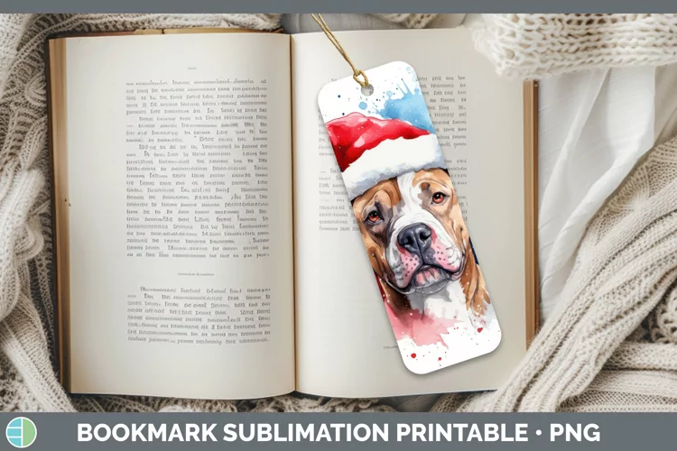 Santa Hat American Staffordshire Bookmark Sublimation Printa