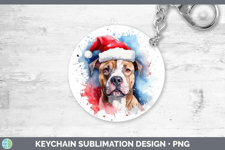 Santa Hat American Staffordshire Keychain Sublimation Keyrin