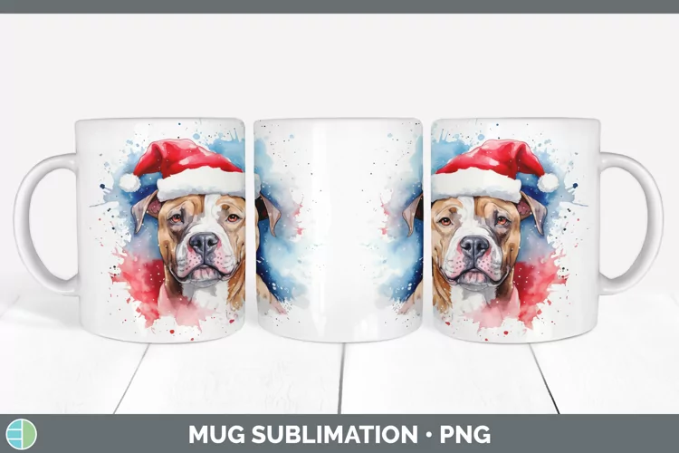 Santa Hat American Staffordshire Mug Wrap Sublimation Coffee
