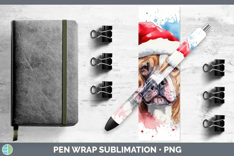 Santa Hat American Staffordshire Pen Wrap Sublimation Epoxy