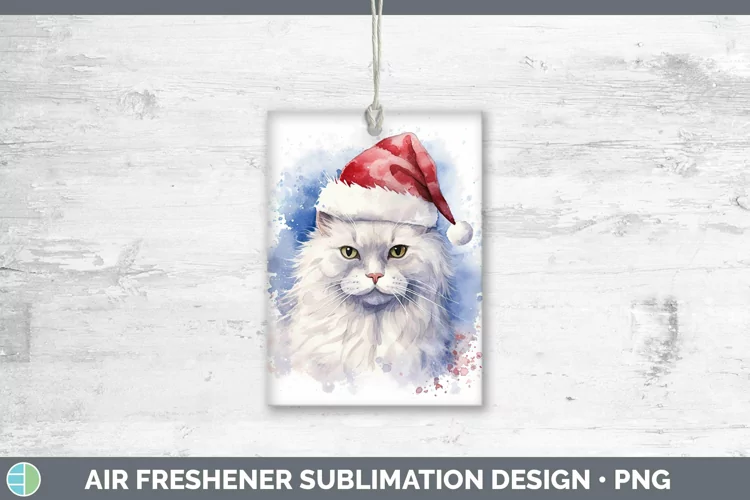 Santa Hat Angora Cat Air Freshener Sublimation Car Freshener