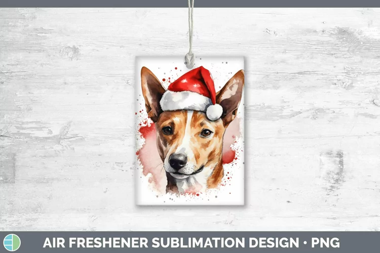 Santa Hat Basenji Air Freshener Sublimation Car Freshener De