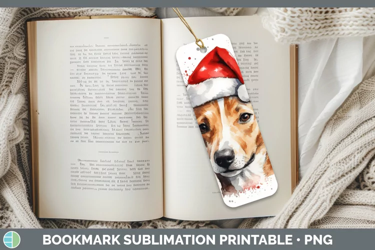 Santa Hat Basenji Bookmark Sublimation Printable Designs