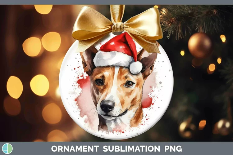 Santa Hat Basenji Ornament Sublimation Bauble Designs