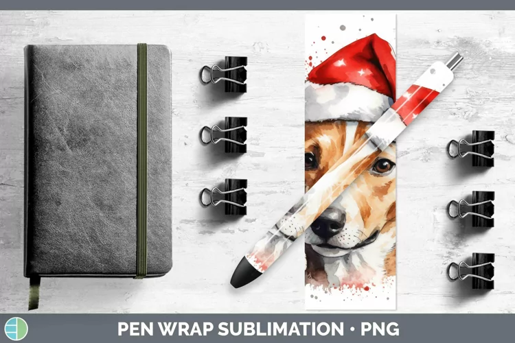 Santa Hat Basenji Pen Wrap Sublimation Epoxy Pen Designs