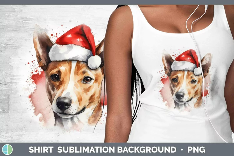 Santa Hat Basenji Shirt Sublimation Sublimation Background D