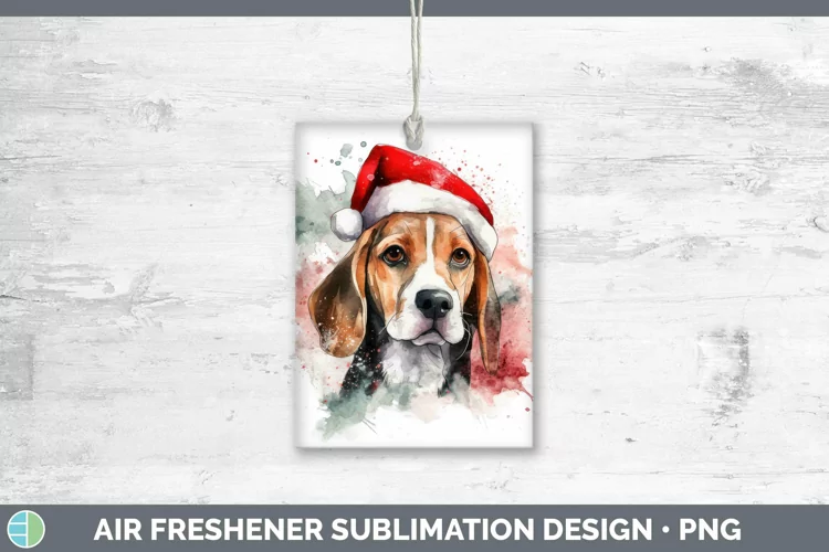 Santa Hat Beagle Air Freshener Sublimation Car Freshener Des
