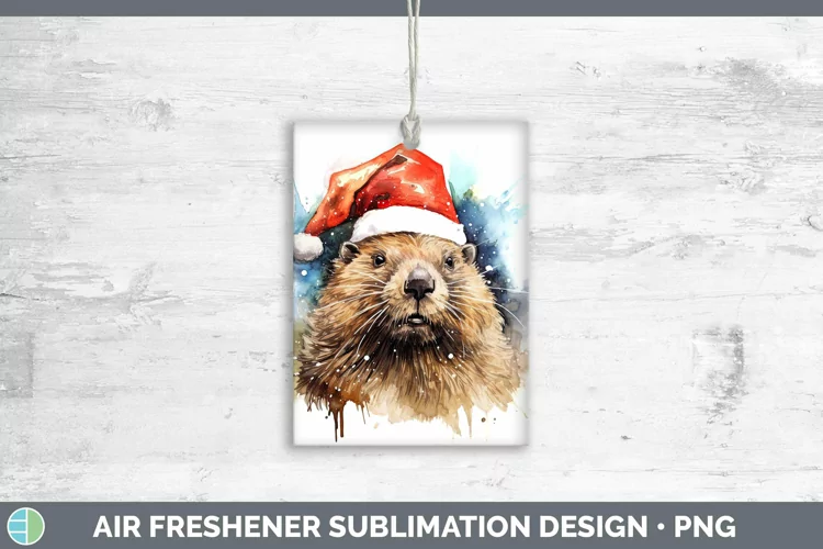 Santa Hat Beaver Air Freshener Sublimation Car Freshener Des