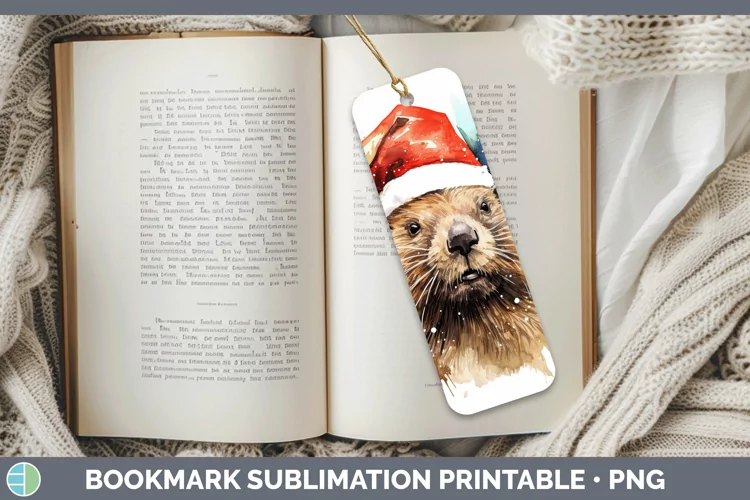 Santa Hat Beaver Bookmark Sublimation Printable Designs