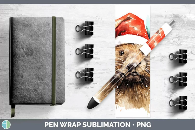 Santa Hat Beaver Pen Wrap Sublimation Epoxy Pen Designs
