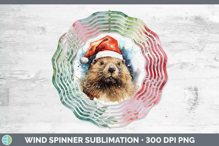Santa Hat Beaver Wind Spinner Sublimation Spinner Designs