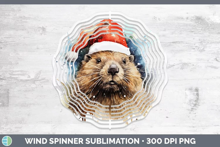 Santa Hat Beaver Wind Spinner Sublimation Spinner Designs