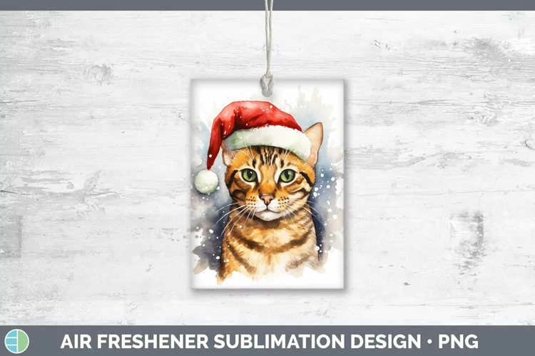 Santa Hat Bengal Cat Air Freshener Sublimation Car Freshener