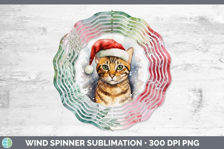 Santa Hat Bengal Cat Wind Spinner Sublimation Spinner Design